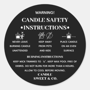 Minimalist Warning Candle   Modern Black Runder Aufkleber