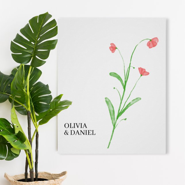 Minimalist Watercolor Wildflower Wedding Poster (Von Creator hochgeladen)