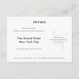 Minimalist Wedding Accommodation Details | QR Code Begleitkarte