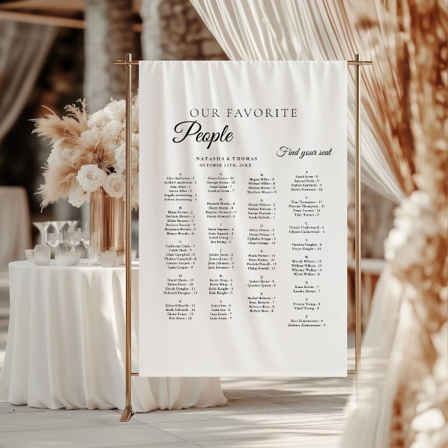 Minimalist Wedding Alphabetical Seating Chart Wandteppich (Von Creator hochgeladen)