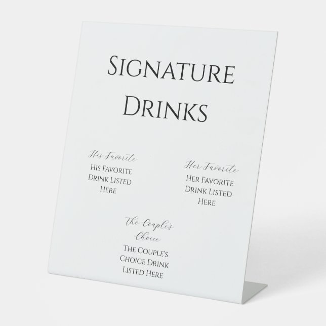 Minimalist Wedding Bar Sign | Custom Modern Black  Sockelschild (Vorderseite)