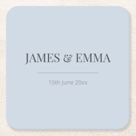 Minimalist Wedding Coaster | Dusky Blue Rechteckiger Pappuntersetzer