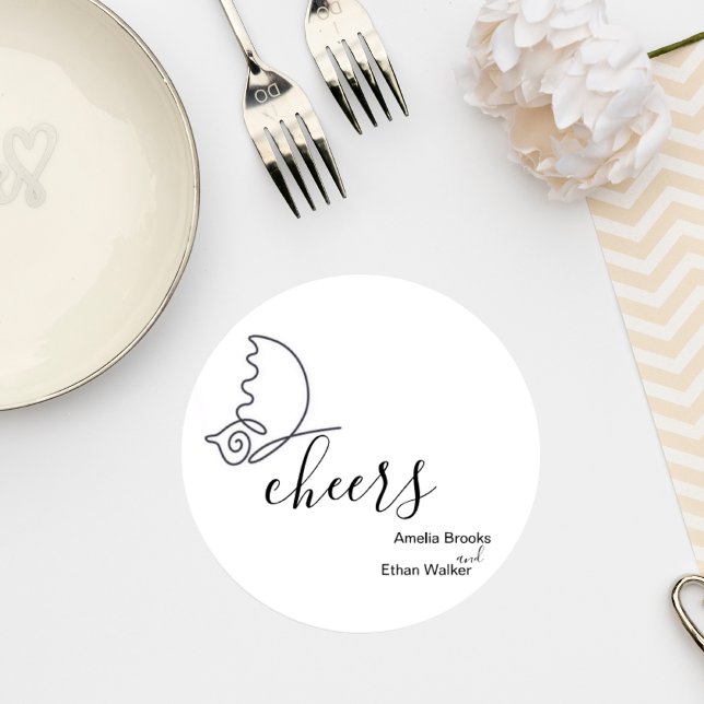 Minimalist Wedding Coaster Runder Pappuntersetzer (Von Creator hochgeladen)