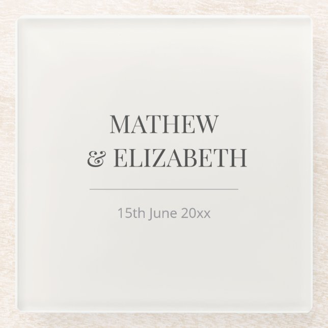 Minimalist Wedding Coaster | Warm Ivory Glasuntersetzer (Vorderseite)