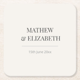 Minimalist Wedding Coaster | Warm Ivory Rechteckiger Pappuntersetzer