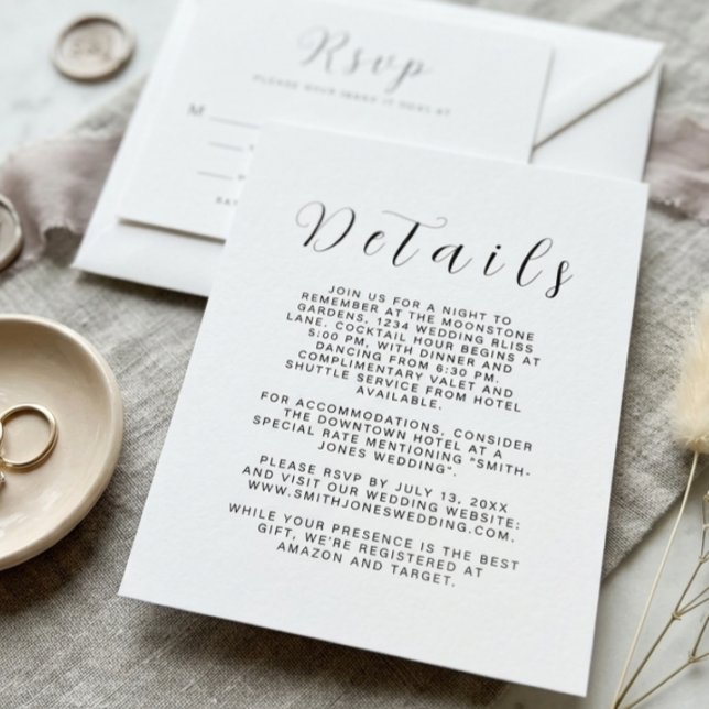 Minimalist Wedding Details Card (Von Creator hochgeladen)