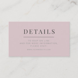 Minimalist Wedding Details Card Dusky Rose Begleitkarte