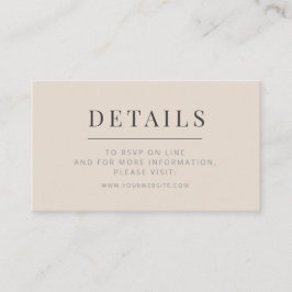 Minimalist Wedding Details Card Soft Latte Begleitkarte