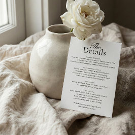 Minimalist Wedding Details Photo White Begleitkarte