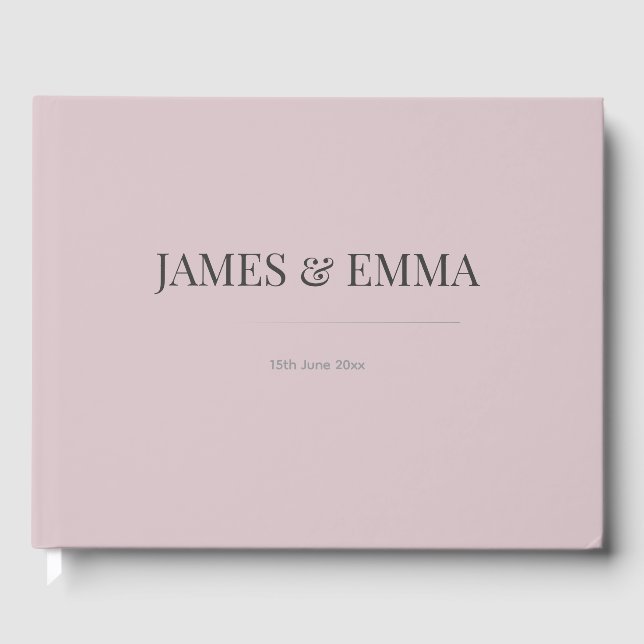 Minimalist Wedding Guest Book Dusty Rose  Gästebuch (Vorderseite)