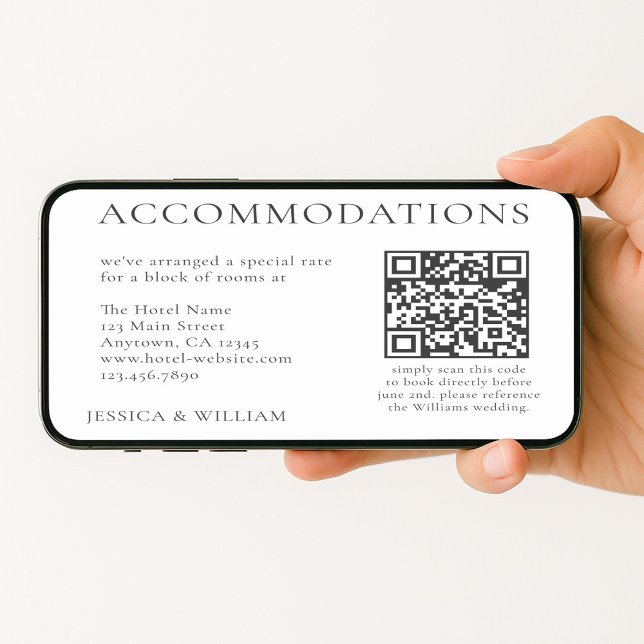 Minimalist Wedding Hotel Accommodation QR Code Karte (Von Creator hochgeladen)