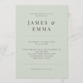 Minimalist Wedding Invitation Pale Sage Einladung