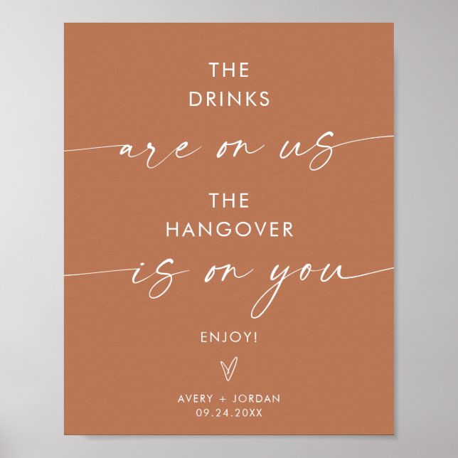 Minimalist Wedding Open Bar Sign | Modern Bar Sign Poster (Vorne)
