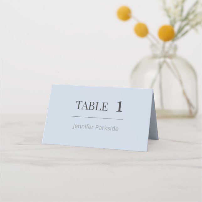 Minimalist Wedding Place Cards | Dusky Blue Platzkarte (Vorderseite)