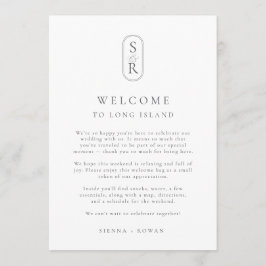 Minimalist Wedding Program Card with Monogram Dankeskarte