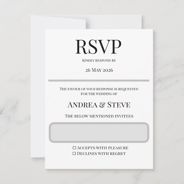 Minimalist Wedding RSVP Card | Editable Template (Vorderseite)