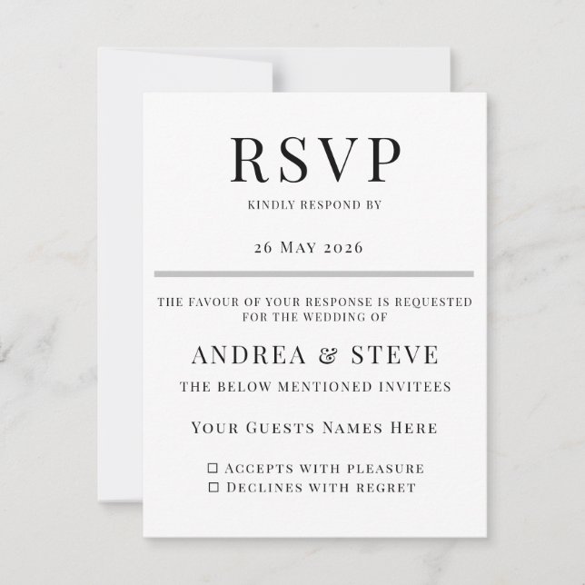 Minimalist Wedding RSVP Card | Elegant Classic (Vorderseite)