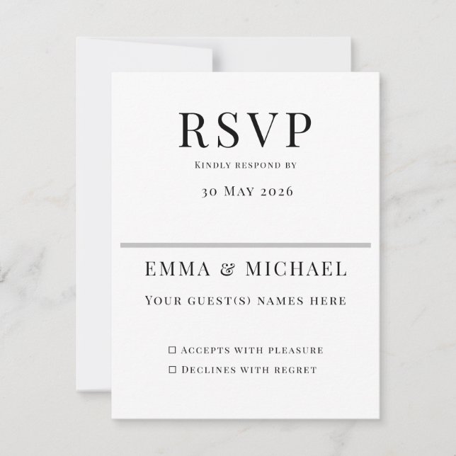 Minimalist Wedding RSVP Card | Elegant Editable (Vorderseite)