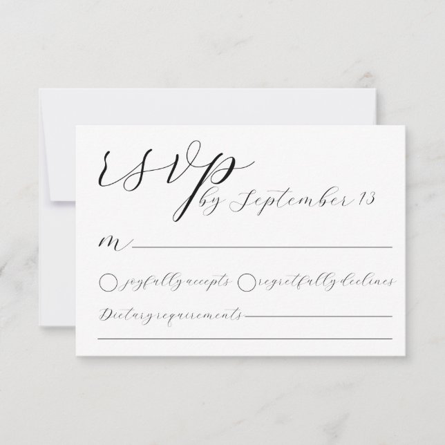 Minimalist Wedding RSVP Card | Simple Black &White Einladung (Vorderseite)