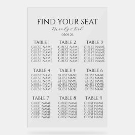 Minimalist Wedding Seating Chart | Custom Modern  Acrylschild