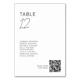 Minimalist Wedding Seating Chart QR Modern Tischnummer