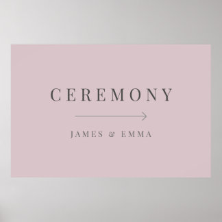 Minimalist Wedding Sign Dusky Rose Poster