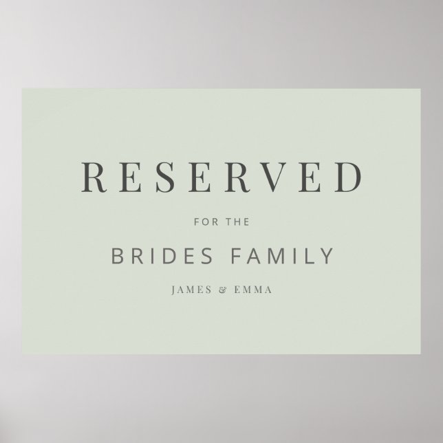 Minimalist Wedding Sign Pale Sage Poster (Vorne)