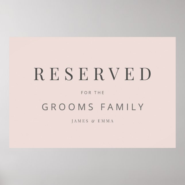 Minimalist Wedding Sign Warm Blush Poster (Vorne)