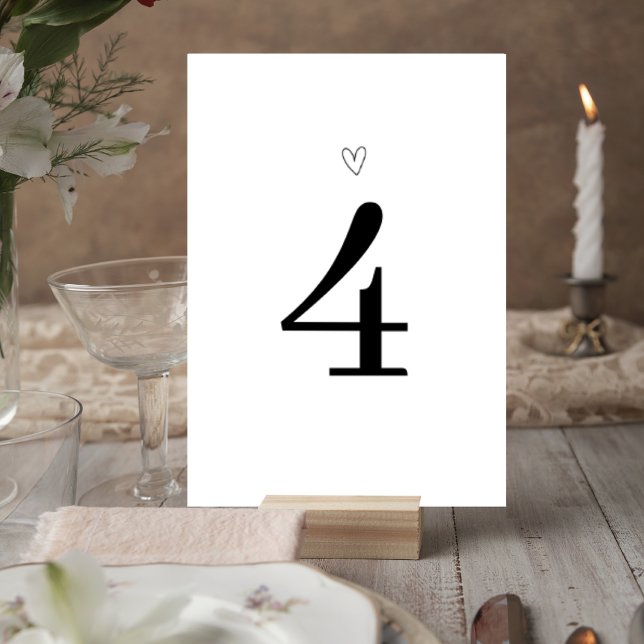 Minimalist Wedding Table Number Card with Heart Tischnummer (Von Creator hochgeladen)