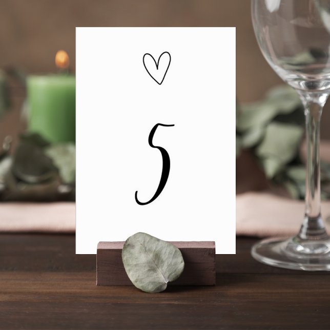 Minimalist Wedding Table Number Card with Heart Tischnummer (Von Creator hochgeladen)