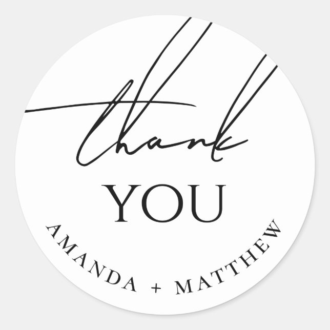 Minimalist Wedding Thank You | Modern Script Runder Aufkleber (Vorderseite)