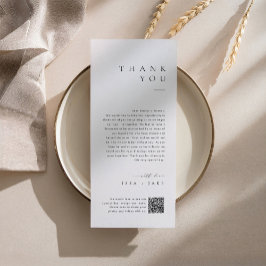 Minimalist Wedding Thank You Note with QR Code Menükarte