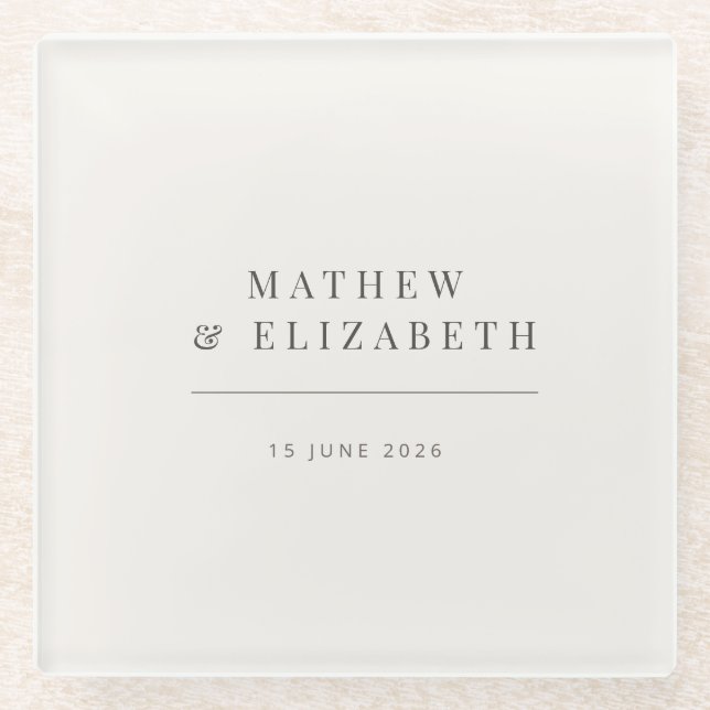 Minimalist Wedding  | Warm White Glasuntersetzer (Vorderseite)