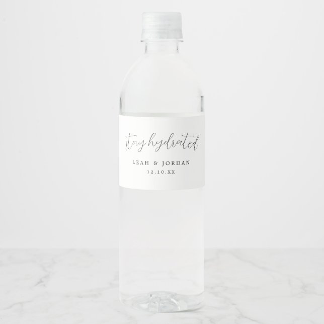 Minimalist Wedding Water Bottle Label Wasserflaschenetikett (Vorderseite)