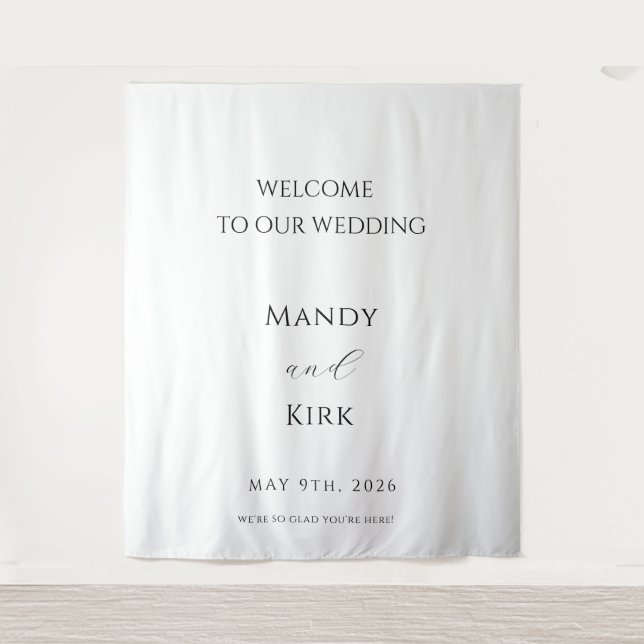 Minimalist Wedding Welcome Sign Backdrop Banner Wandteppich (Vorderseite)