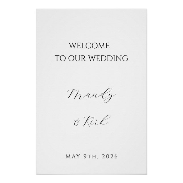 Minimalist Wedding Welcome Sign | Custom Modern  Poster (Vorderseite)