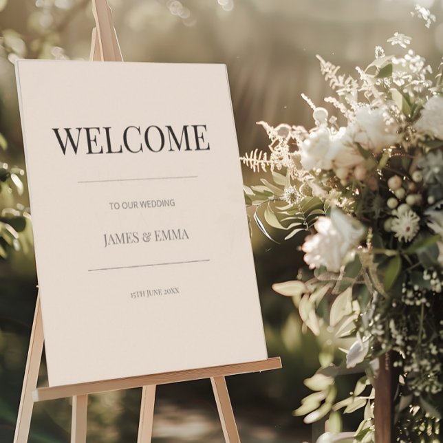 Minimalist Wedding Welcome Sign Soft Latte Poster (Von Creator hochgeladen)