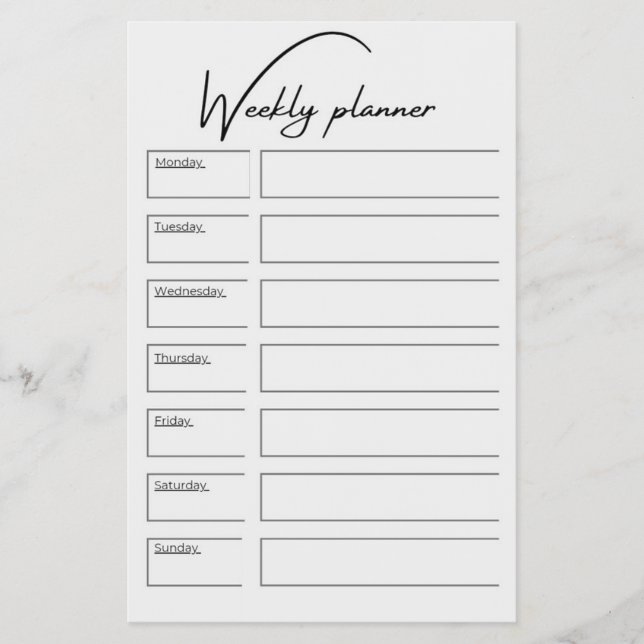 Minimalist Weekly Planner Vertical Schedule Layout Flyer (Vorne)