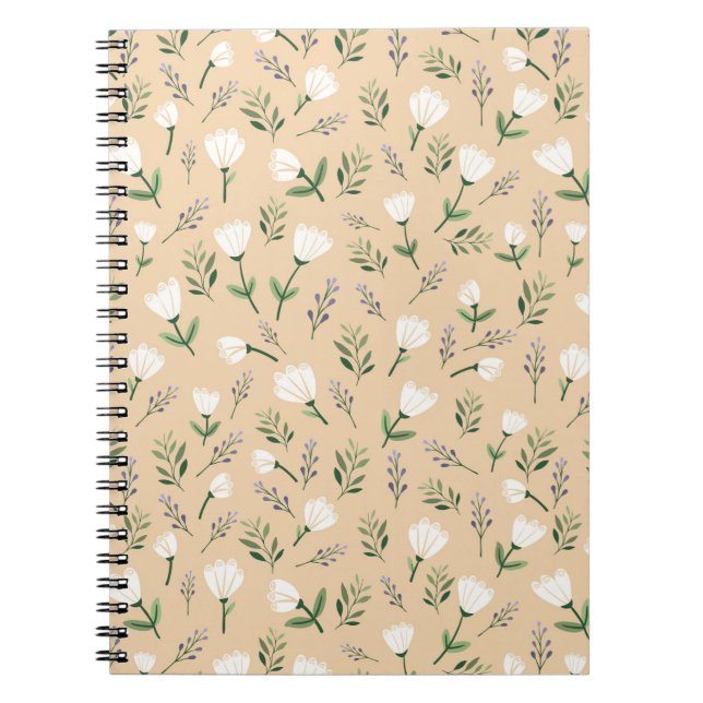 Minimalist weiß floral notizblock (Vorderseite)