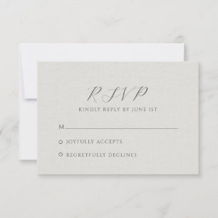 Minimalist Weiß Kunstleinen RSVP Karte