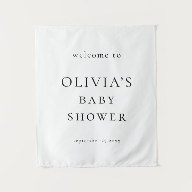 Minimalist Welcome to Baby Shower Fabric Sign Wandteppich (Vorderseite)