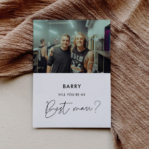Minimalist Werde mein Trauzeuge Fotokarte Einladung