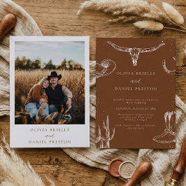 Minimalist Western Rustic Country Photo Wedding Einladung