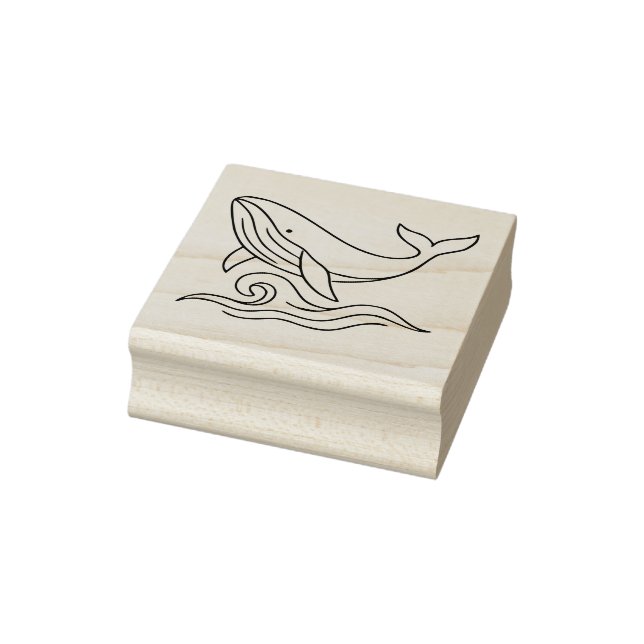 Minimalist Whale Line Art – Ocean Animal  Gummistempel (Stempel)