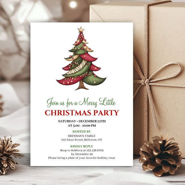 Minimalist whimsical Christmas tree holiday invite Einladung (Minimalist whimsical Christmas tree holiday invite)