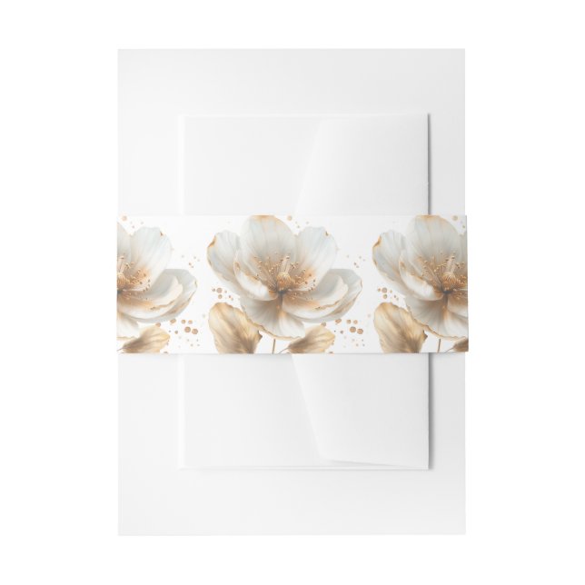 Minimalist White and Gold Wedding  Einladungsbanderole (Vorderseite Beispiel)