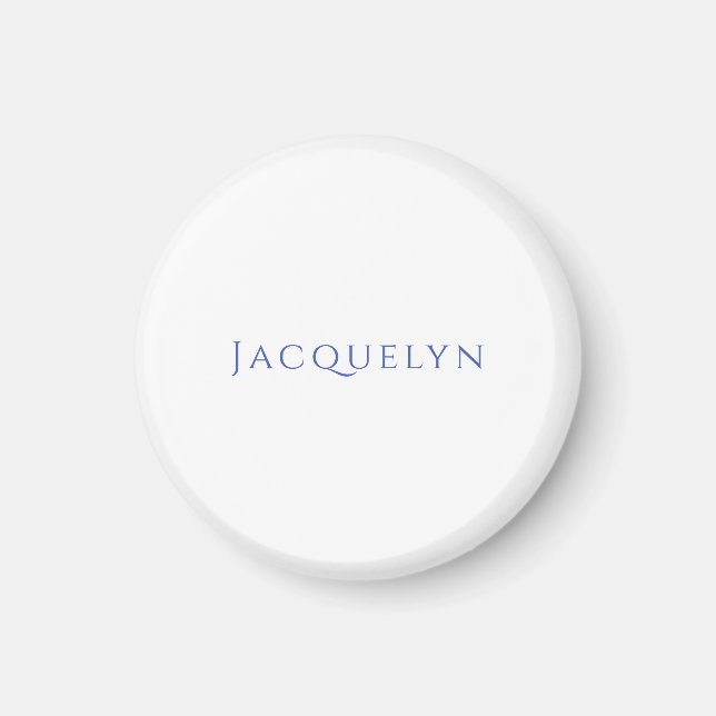 Minimalist White Blue Plain Elegant Modern Name Magnet (Vorne)