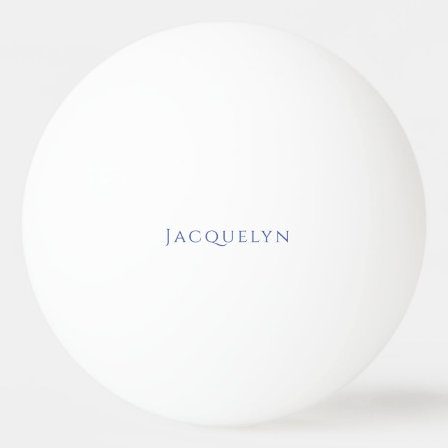Minimalist White Blue Plain Elegant Modern Name Tischtennisball (Vorderseite)