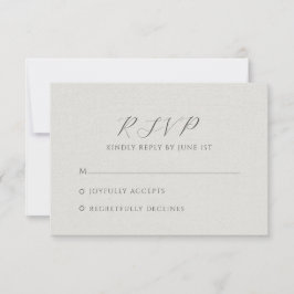 Minimalist White Faux Linen RSVP Karte