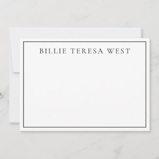 Minimalist White | Modern Simple Border Monogram Mitteilungskarte